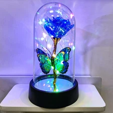 Glass Rose in Glass Dome, Light Up Flower, Eternal Roses - Valentines Day Gif...