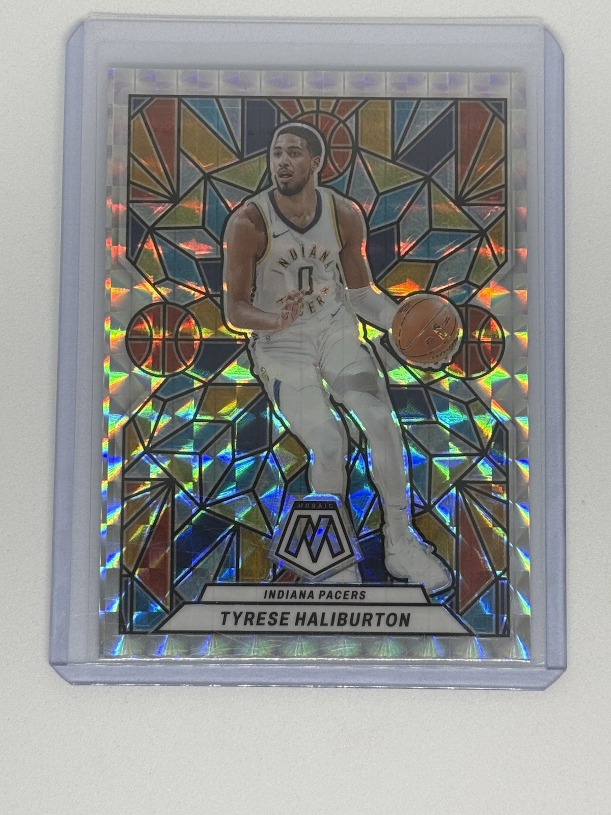 2023-24 Panini Mosaic Tyrese Haliburton #24 Stained Glass SSP Case Hit