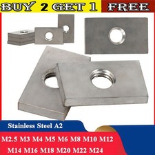 Stainless Steel VA A2 Rectangular Nuts Slotted Stone Threaded Plate Slider Block