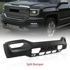 Front Bumper For 2016-2018 GMC Sierra 1500 Black With Fog Light Holes