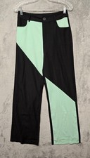 Cider Pants Womens Size Medium Black Mint Colorblock Wide Leg High Rise Casual