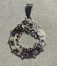 Colgante Dragón Kukulkán Maya Quetzalcóatl Azteca, Metal Tono Plata, Mexicano #39