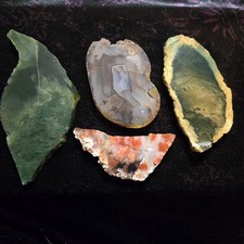 Colorful Slabs, Montana Agate, Green Jasper, and Cotton Candy, 3.84 Ounces