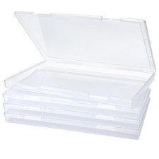 4 Pack Photo Storage Box, Large Plastic Scrapbook Paper Containers with Snap-...