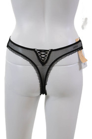 Lise Charmel Womens Lace Mesh Lace Up Detail Thong Panties Black Size 10