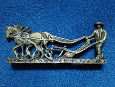 Antique Brass Farmer & Plow Ornament Or Bootscraper(?)
