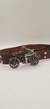 Vintage metal Motorcycle And Rider Belt Buckle With Belt 60s 70s