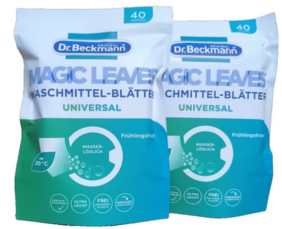 Dr. Beckmann MAGIC LEAVES Waschmittel-Blätter  UNIVERSAL 2 x 40 WÄSCHEN