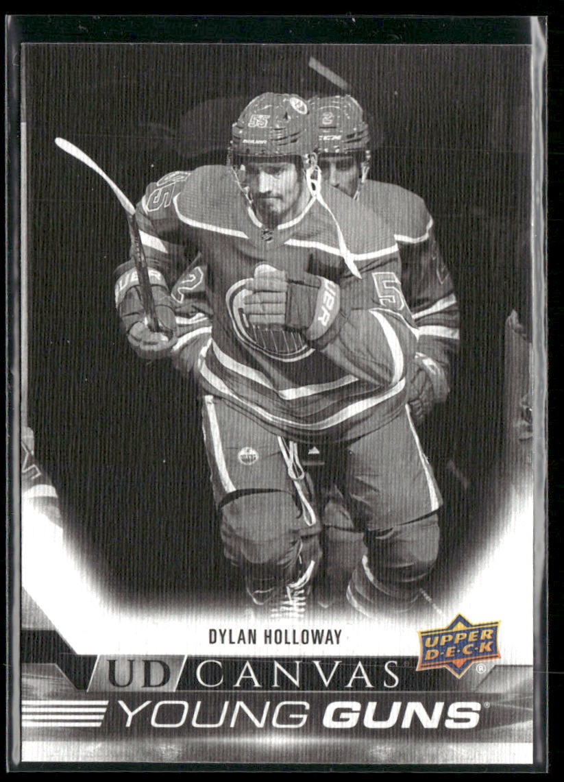 2022-23 Upper Deck Dylan Holloway Young Guns Canvas Black & White #C219 Oilers
