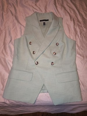 Women s Light Blue Tuxedo Suit Vest S Double-Breasted Peak Lapel Lined