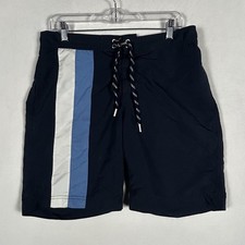 Lands' End Swim Trunks Swimsuit Board Shorts Navy Blue Mens Size M 32-34