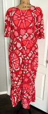 RHODE Target Dress Red Zinnia Midi Linen Blend Flutter Sleeve 14 Side Zip Large