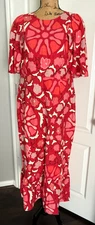 RHODE Target Dress Red Zinnia Midi Linen Blend Flutter Sleeve 14 Side Zip Large