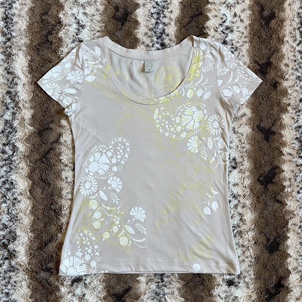 vintage y2k target baby tee floral scoop neck graphic