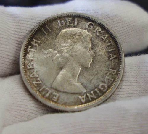 1955 Canada Unc Silver Dollar Original Toning