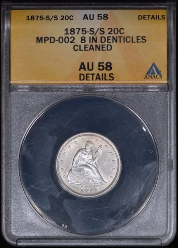 1875-S Seated Liberty Twenty Cent 20c ANACS AU 58 Details