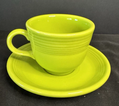Fiesta Cup/Saucer Set Lime Green Homer Laughlin Fiestaware Great Condition