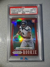 2012 PANINI PRIZM Russell Wilson Rookie Red Towel Down #230 RC PSA 10 💎 Pop 8