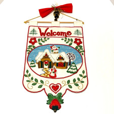 BUCILLA 48802 SANTA'S WELCOME COTTAGE Completed Christmas Door Chime Felt Kit