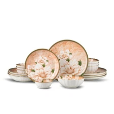 Plates and Bowls Sets for 4, 16-Piece Dinnerware Set Ceramic, Dish Sets for 4...