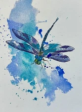 Dragonfly Watercolor Original Painting