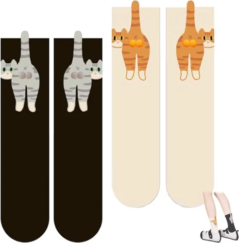 Cute Cat Socks with Fuzzy Balls, Funny Novelty Animal Sock Gift for Cat Lovers - Picture 15 of 15