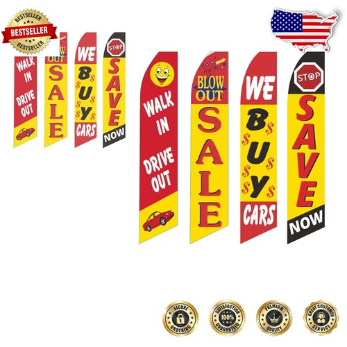 Bright & Fade-Resistant Used Cars Flags 4-Pack - Ideal for Car Dealerships