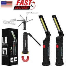 USB Rechargeable LED COB Work Light Mechanic Flashlight Lamp Magnetic Base Lamp