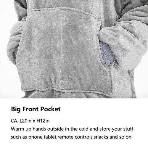 UK Men&Women Extra Long Hoodie Blanket Oversized Hooded Sweatshirt Sherpa Fleece - Picture 32 of 45