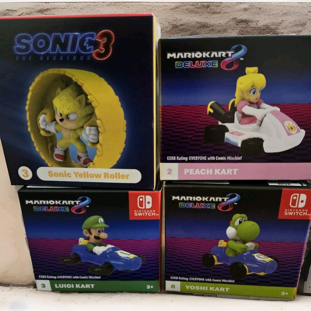 2024 McDonald's Mario Kart Happy Meal Toys with Luigi Peach Sonic Hoshi  