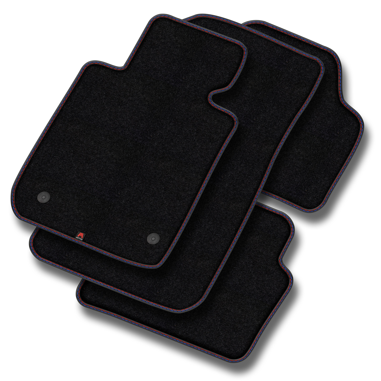Tapis de sol velours premium cuir bleu et rouge pour Kia Sorento II de 2009