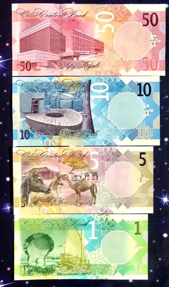 QATAR RIYAL SET OF 4 NOTES : UNC, BR. NEW, 2020/22 Issues BEAUTIFUL SET UNPACKED - Image 3 of 4