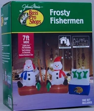 Christmas Bass Pro Shops 7 ft Snowman Frosty Fishermen Airblown Inflatable NIB