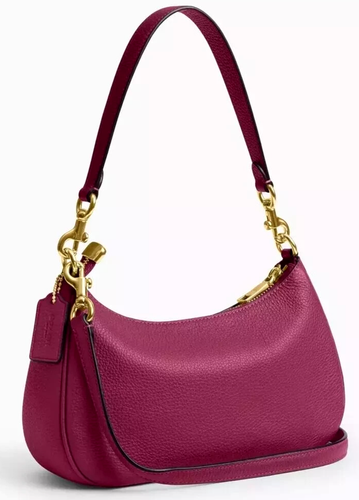 NWT Coach CY654 Teri Shoulder X-Body Bag With Bow Charm In PINK Pebbled Leather - Picture 13 of 20