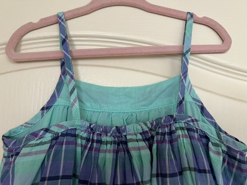 Gap Kinder kleines Mädchen blau Cami Baumwollkleid Gr. 5 gefüttert kariert Pullover aquamarin marineblau - Bild 6 von 8