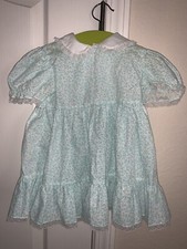 VTG 60  s Fayette Mint Green/Blue Girls Dress Size 3yrs