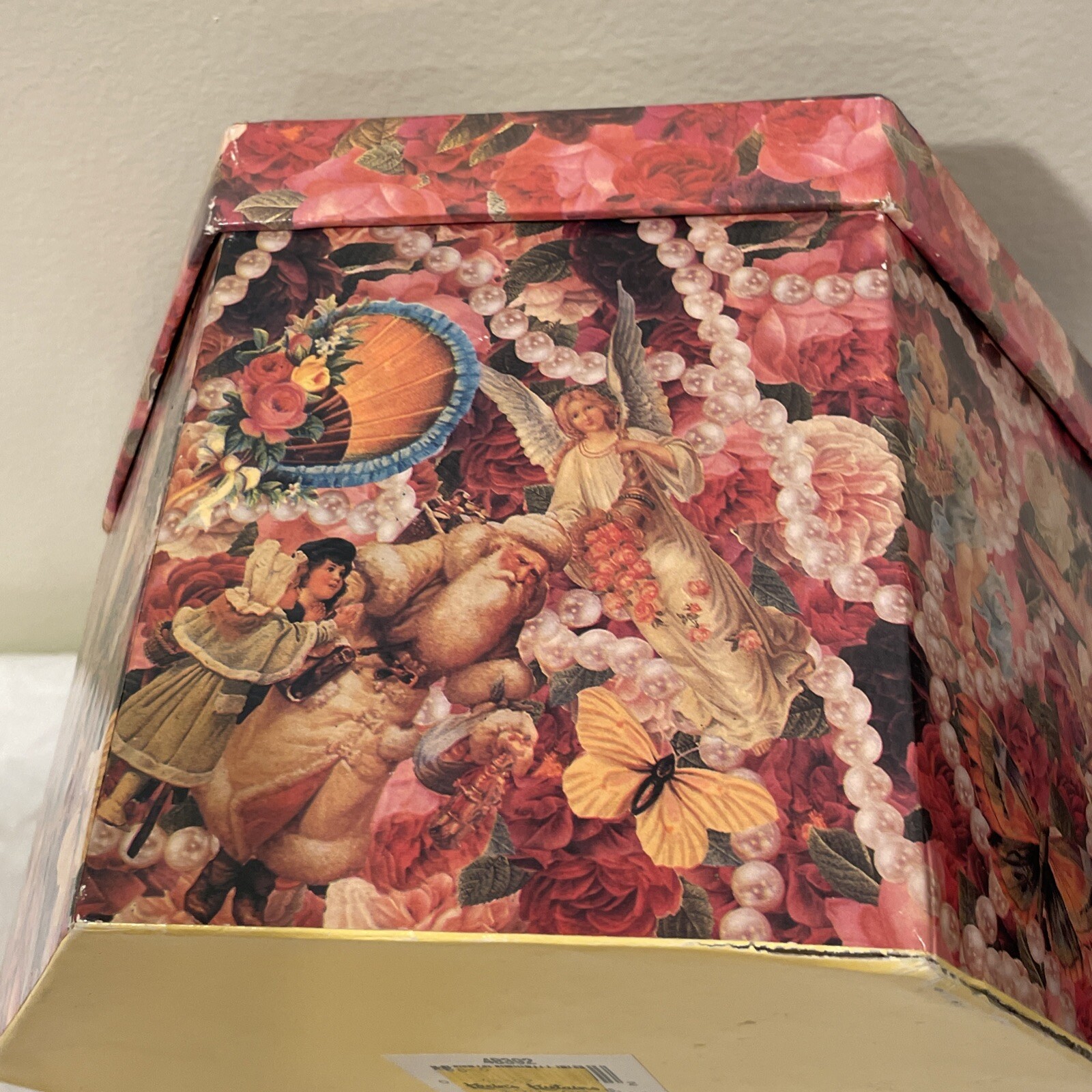 Vtg 1995 C&F Christmas Victorian Decoupage 12 Ball Ornaments Angels Santa Roses