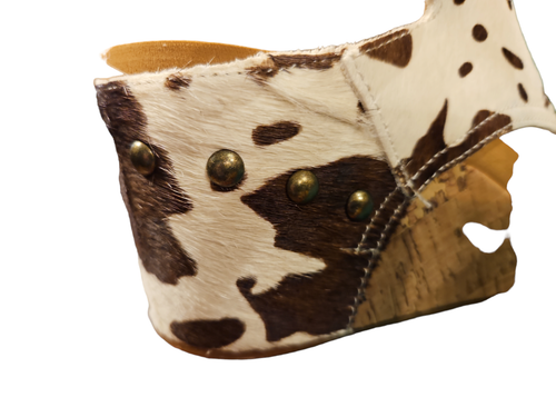 Corkys Sandal Pasture Womens 9 Brown Cow Wedge Adjustable 30-5404-BRCW Cream New - Picture 6 of 12