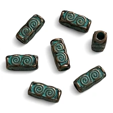 50 pcs Copper Blue Patina Square Tube Spacer Beads Jewelry Findings 10.5x5mm