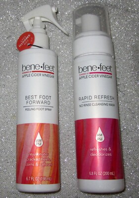 2 PC SET OF BENE FEET TREATMENT APPLE CIDER VINEGAR PEELING FOOT SPRAY & WASH