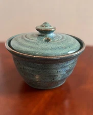 Adama Studio Pottery Covered Dish Egg Cooker Glazed Handcrafted Signed