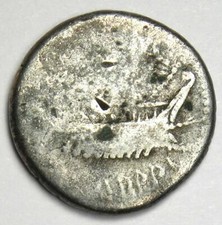 Roman Marc Antony AR Denarius Silver Coin 30 BC - Fine Condition