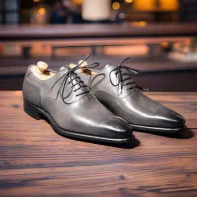 Formal Mens Grey Dress Shoes Men Gray Leather Dress Shoes, Men