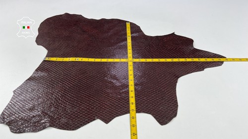 BURGUNDY MAROON PATENT SNAKE PRINT ON Soft Lambskin leather 4sqf 0.9mm #C1953 - Picture 4 of 7