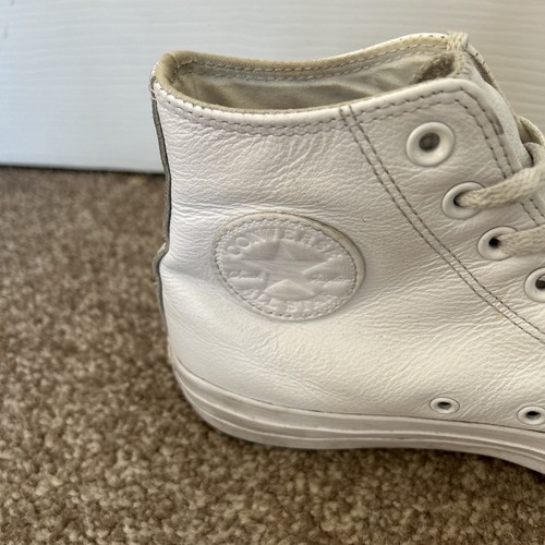 Chuck Taylor All Star Mono Women's Leather High-Top Trainers Shoes White UK 7 - Picture 7 of 13
