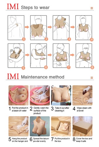 IMI 9th Flocking Silicone Breast Form Boobs B-K Cup Breastplate for Crossdresser - Picture 14 of 16