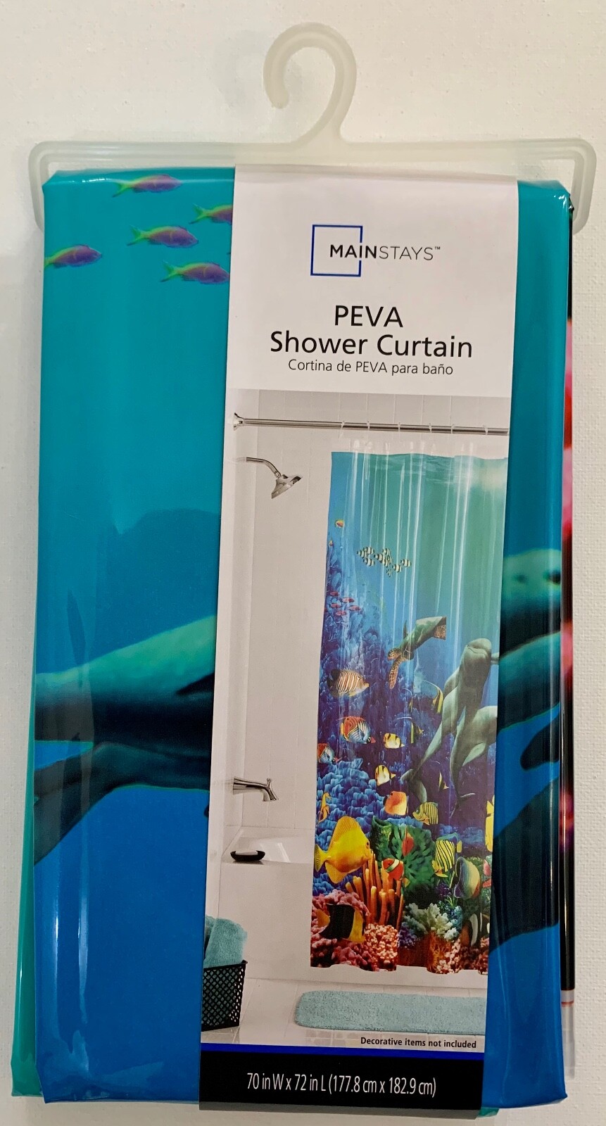 Tropical Bath DOLPHIN Shower Curtain Nautical Underwater Theme PEVA