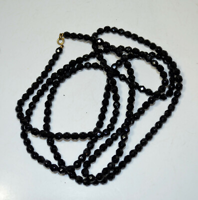 Collier Shamballa Vintage Perles Strass Cristal Noir - Style Années 20
