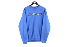 Vintage Reebok Sweatshirt Size L Blue Crewneck Pullover Jumper 90s Sport Style