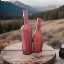 Hand Carved Wooden Vases set 2